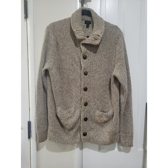 J Crew Marled Sweater Cardigan Mock Neck Mens L Classic Academia - Picture 2 of 9